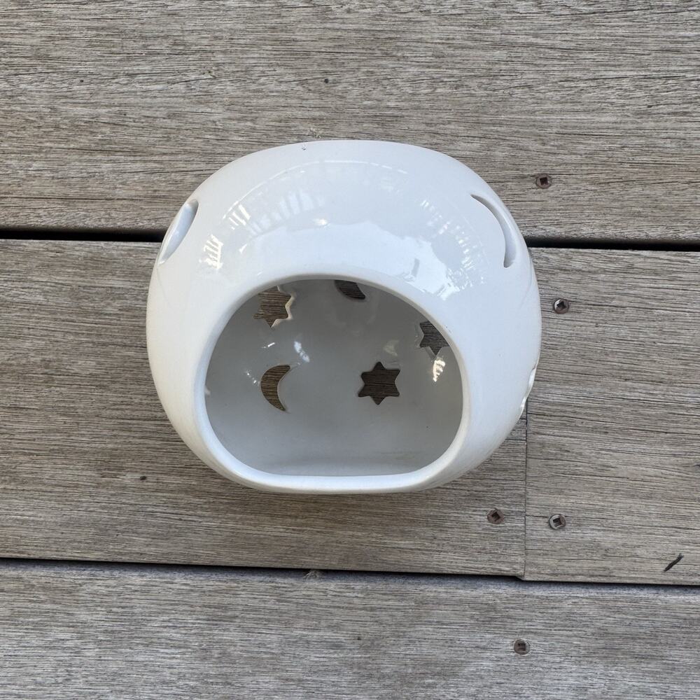 Star Moon Celestial Luminary Candle Holder/Tea light Wax Oil Melt White
